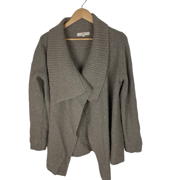 Loft beige wool alpaca draped waterfall cardigan‎ size Large - Picture 7 of 11